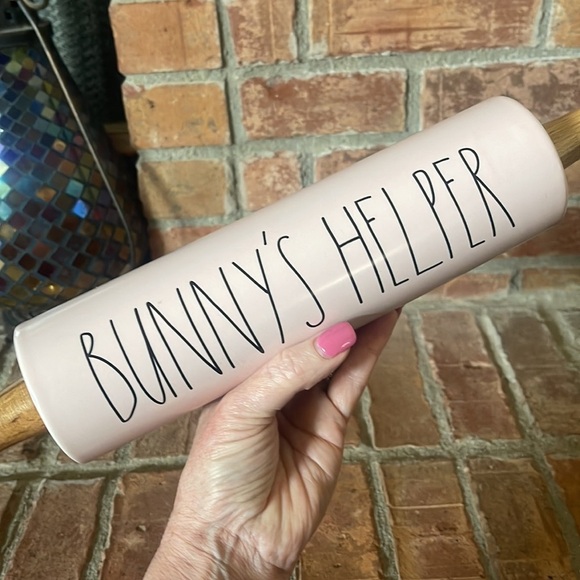 Rae Dunn Bunny's Helper Light Pink Rolling Pin - Picture 3 of 4